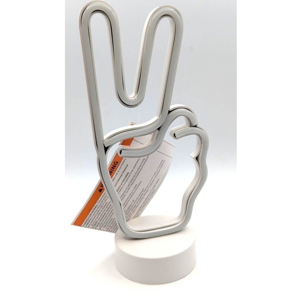 LED Neon White Peace Hand Sign Decor Mood Light Asthetic